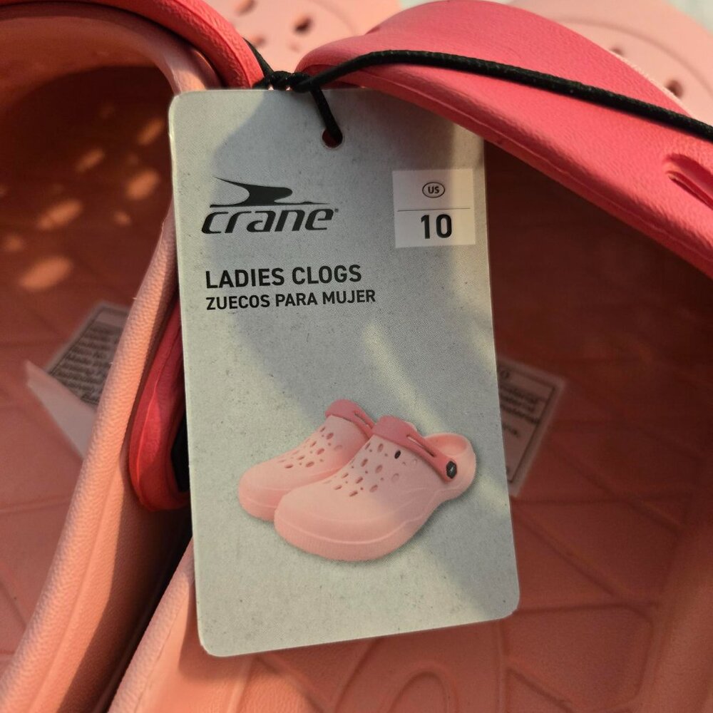 Crane Shoes Womens 10 Mule Clogs Pink Rubber Comfort Round Toe Perforated - Picture 4 of 5